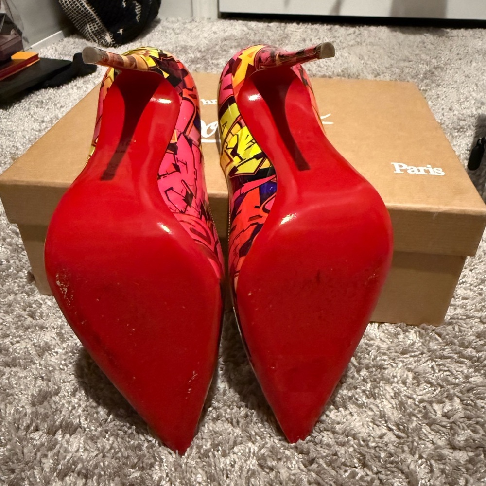 Christian Louboutin Vibrant Red and Pink Heels - Picture 4 of 5